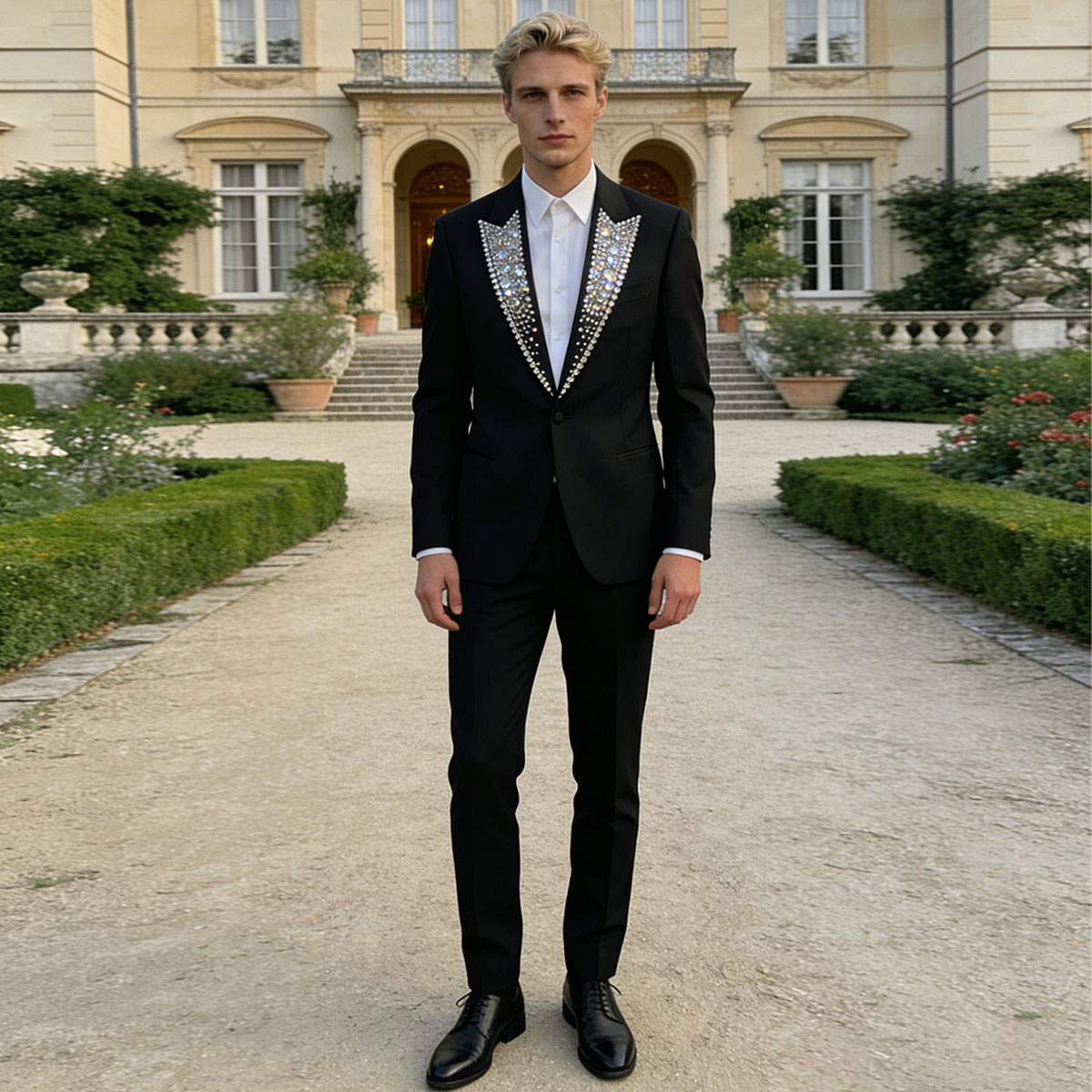 Men'S Grooming Jacket - بدلات رجالية أنيقة مخصصة مع زخارف