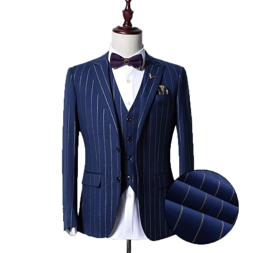 Men'S Grooming Jacket - بدلة رجالية مخططة باللون الذهبي من