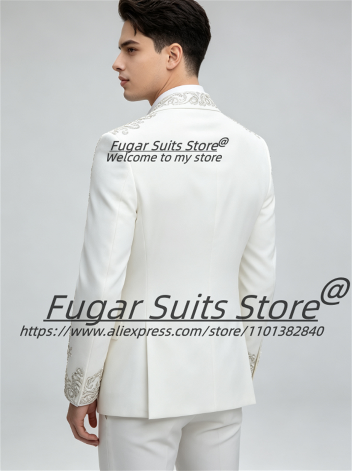 بدلة رجالية أنيقة بيضاء مطرزة  - مراجعة Men'S Grooming Jacket وسعره